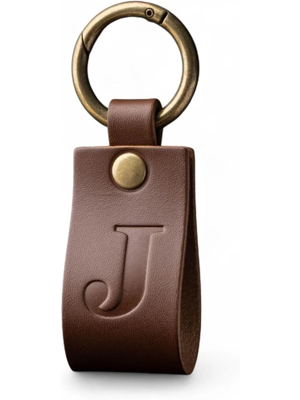 Personalized Full Grain Leather Keychain for Men & Women - Custom Alphabet Gift